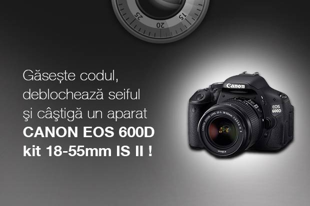 Castiga un Canon EOS 600D kit 18-55mm IS II